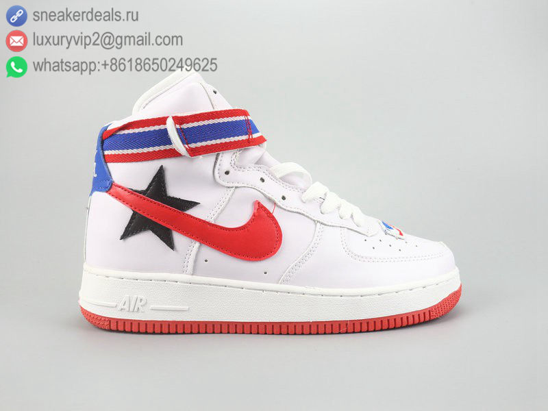 NIKE AIR FORCE 1 HI RT WHITE RED LEATHER MEN SKATE SHOES